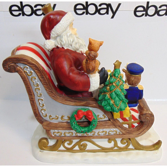 Vintage Christmas Santa Clause With Sleigh Centerpiece Presents Decor Box 10.5" - Picture 5 of 16